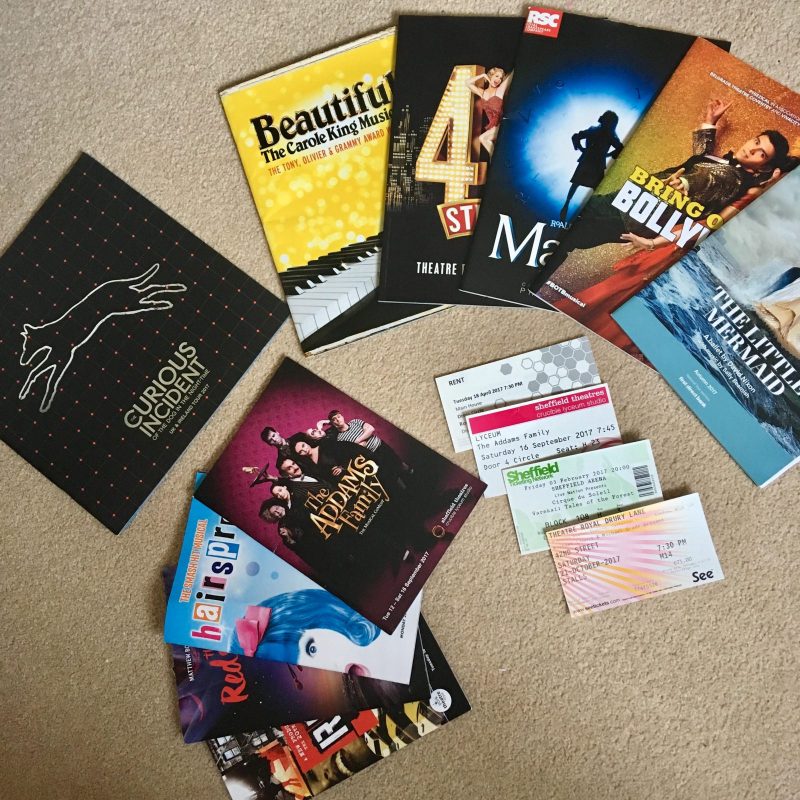 display of theatre programmes and tickets